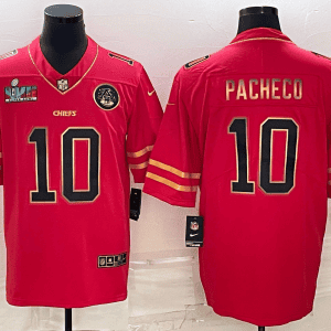 Kansas City Chiefs #10 Isiah Pacheco Red Gold Super Bowl LVII Patch Vapor Untouchable Limited Stitched Jersey