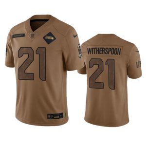 Seattle Seahawks #21 Devon Witherspoon 2023 Brown Salute To Service Limited Stitched Jersey