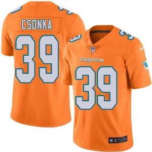 Dolphins #39 Larry Csonka Orange Stitched Limited Rush Nike Jersey