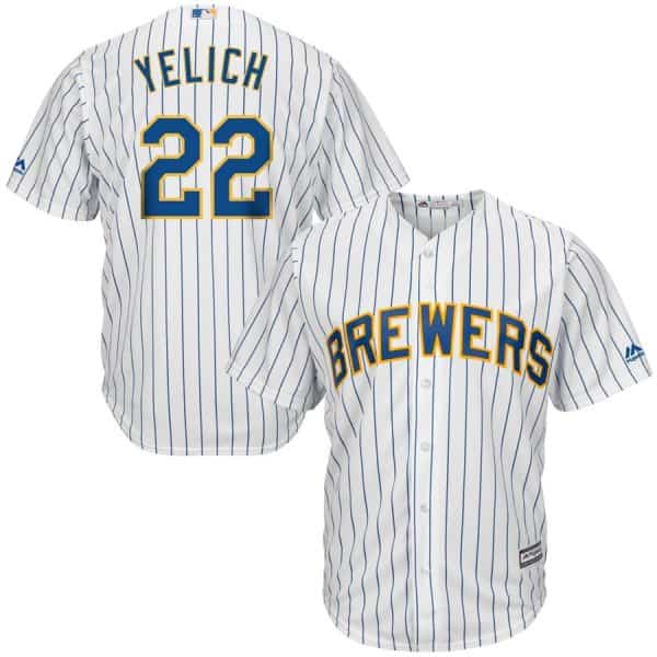 Milwaukee Brewers #22 Christian Yelich Majestic White Royal Cool Base Player Stitched Jersey