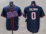 Buffalo Bills #0 Keon Coleman Navy With Patch Cool Base Stitched Jersey