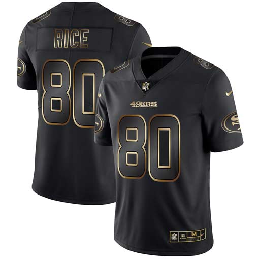 San Francisco 49ers #80 Jerry Rice 2019 Black Gold Edition Stitched Jersey