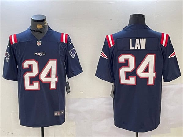 New England Patriots #24 Ty Law Navy Vapor Limited Stitched Jersey