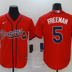 Atlanta Braves #5 Freddie Freeman Red Cool Base Stitched Jersey