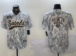 New Orleans Saints Team Big Logo 2024 Arctic Camo Salute To Service Stitched Jersey