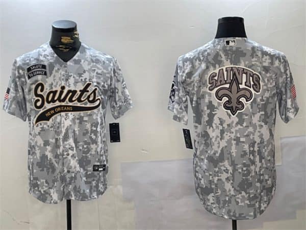 New Orleans Saints Team Big Logo 2024 Arctic Camo Salute To Service Stitched Jersey