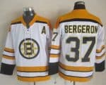 Bruins #37 Patrice Bergeron White CCM Throwback Stitched Jersey