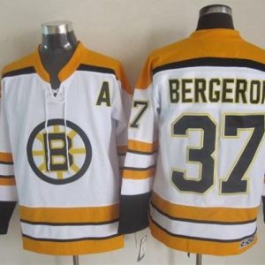 Bruins #37 Patrice Bergeron White CCM Throwback Stitched Jersey
