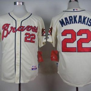 Braves #22 Nick Markakis Cream Alternate Cool Base Stitched Jersey