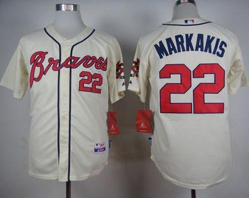 Braves #22 Nick Markakis Cream Alternate Cool Base Stitched Jersey