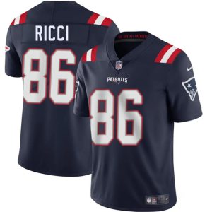 New England Patriots #86 Giovanni Ricci Navy 2025 Vapor Limited Stitched Jersey