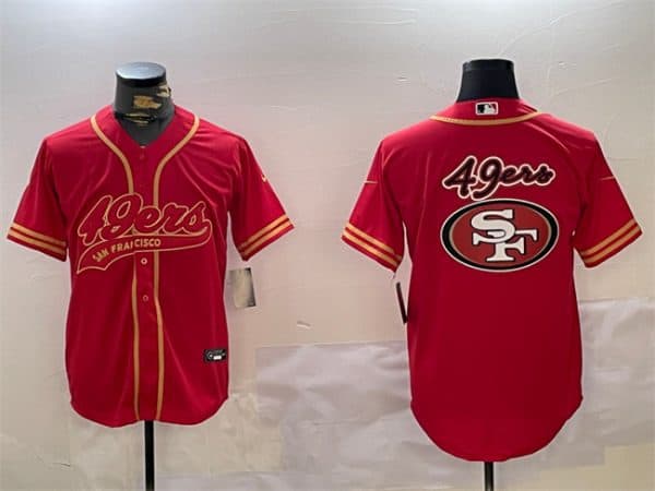 San Francisco 49ers Team Big Logo Red Cool Base Stitched Jersey