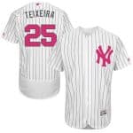Yankees #25 Mark Teixeira White Strip Flexbase Authentic Collection 2016 Mother's Day Stitched Jersey
