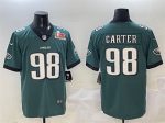 Philadelphia Eagles #98 Jalen Carter Green 2025 Super Bowl LIX Patch New Vapor Untouchable Limited Stitched Jersey