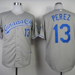 Royals #13 Salvador Perez Grey Cool Base Stitched Jersey