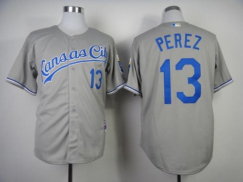Royals #13 Salvador Perez Grey Cool Base Stitched Jersey