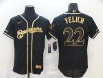 Milwaukee Brewers #22 Christian Yelich Blank 2020 Black Golden Flex Base Stitched Jersey