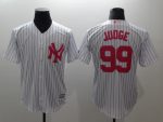 New York Yankees #99 Aaron Judge White Pink Cool Base Stitched Jersey