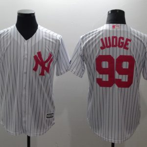 New York Yankees #99 Aaron Judge White Pink Cool Base Stitched Jersey