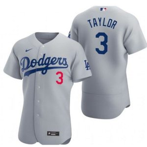 Los Angeles Dodgers #3 Chris Taylor Grey Flex Base Stitched Jersey