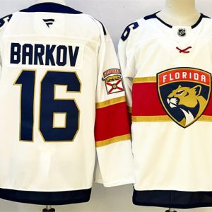 Florida Panthers #16 Aleksander Barkov White 2024-25 Home With C Patch Stitched Jersey