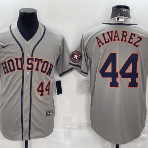 Houston Astros #44 Yordan Alvarez Grey With Patch Cool Base Stitched Jersey