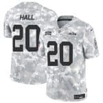 New York Jets #20 Breece Hall Arctic Camo 2024 F.U.S.E. Salute To Service Limited Stitched Jersey