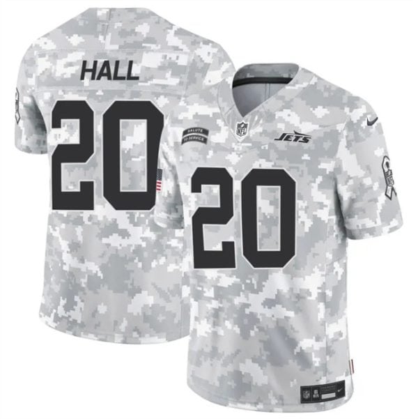 New York Jets #20 Breece Hall Arctic Camo 2024 F.U.S.E. Salute To Service Limited Stitched Jersey