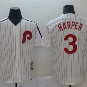 Philadelphia Phillies #3 Bryce Harper White Throwback Stitched Jersey