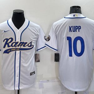 Los Angeles Rams #10 Cooper Kupp White With Patch Cool Base Stitched Baseball Jersey