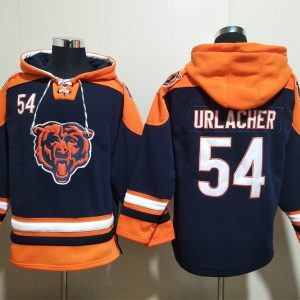 Chicago Bears #54 Brian Urlacher Navy Ageless Must-Have Lace-Up Pullover Hoodie