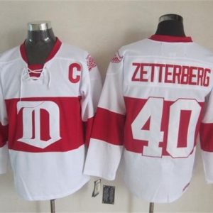 Red Wings #40 Henrik Zetterberg White Winter Classic CCM Throwback Stitched Jersey