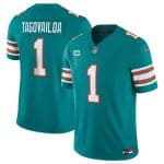 Miami Dolphins #1 Tua Tagovailoa Aqua 2024 F.U.S.E. Alternate With 3-Star C Patch Vapor Limited Stitched Jersey