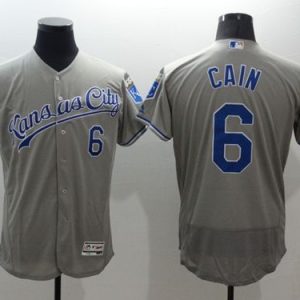 Royals #6 Lorenzo Cain Grey Flexbase Authentic Collection Stitched Jersey
