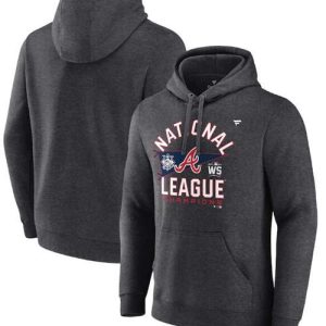 Atlanta Braves 2021 Heathered Charcoal National League Champions Locker Room Pullover Hoodie