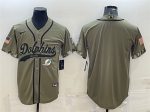 Miami Dolphins Blank Olive 2022 Salute To Service Cool Base Stitched Baseball Jersey