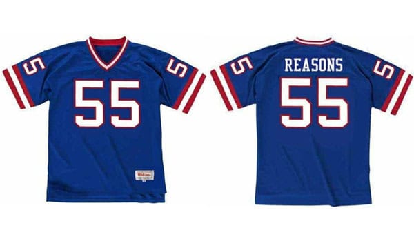 New York Giants #55 Gary Reasons Blue Stitched Jersey
