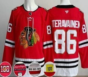 Chicago Blackhawks #86 Teuvo Teravainen Red 100 Years Anniversary Authentic Jersey