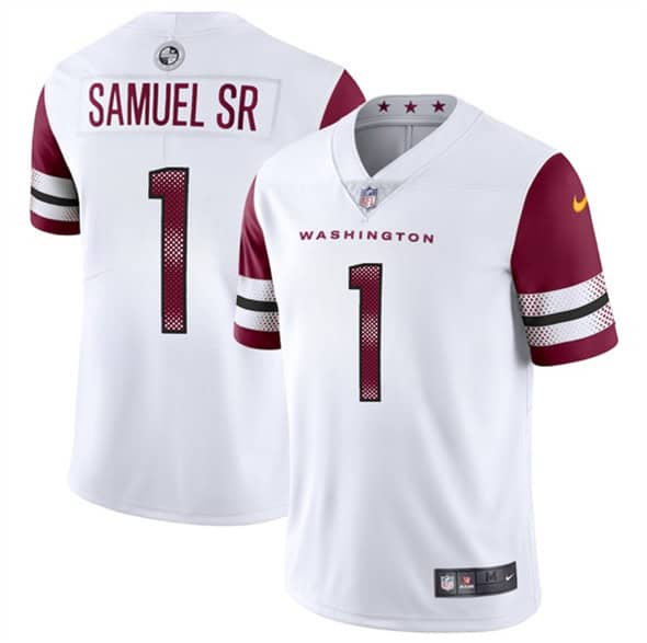 Washington Commanders #1 Deebo Samuel Sr White 2025 Vapor Limited Stitched Jersey
