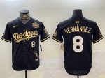 Los Angeles Dodgers #8 Enrique Hernandez Black Gold 2024 World Series With Vin California Patch Vapor Premier Limited Stitched Jersey