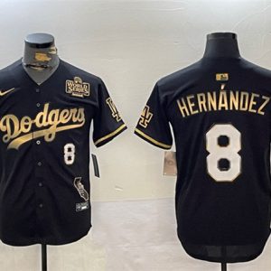 Los Angeles Dodgers #8 Enrique Hernandez Black Gold 2024 World Series With Vin California Patch Vapor Premier Limited Stitched Jersey