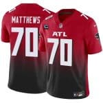 Atlanta Falcons #70 Jake Matthews Red Black 2024 F.U.S.E With 4-Star C Patch Vapor Untouchable Limited Stitched Jersey