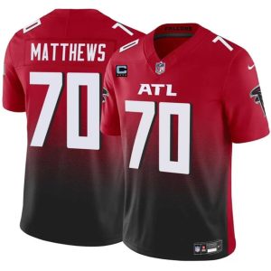 Atlanta Falcons #70 Jake Matthews Red Black 2024 F.U.S.E With 4-Star C Patch Vapor Untouchable Limited Stitched Jersey