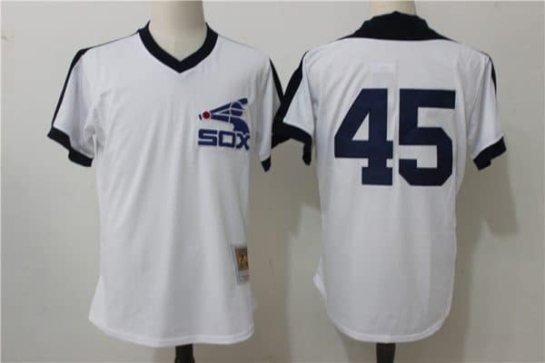 Chicago White Sox #45 Michael Jordan Mitchell Ness White Cooperstown Mesh Batting Practice Stitched Jersey