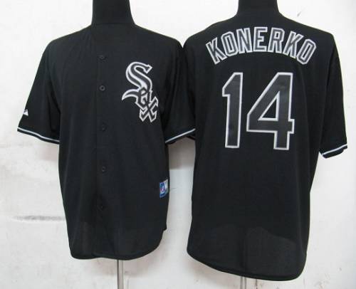 White Sox #14 Paul Konerko Black Fashion Stitched Jersey
