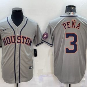 Houston Astros #3 Jeremy Pena Gray With Patch Cool Base Stitched Jersey