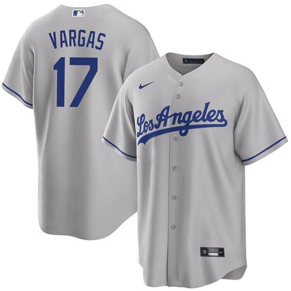 Los Angeles Dodgers #17 Miguel Vargas Gray Cool Base Stitched Jersey