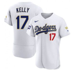 Los Angeles Dodgers #17 Joe Kelly White Gold Championship Flex Base Sttiched Jersey