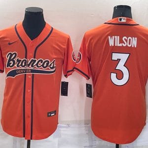 Denver Broncos #3 Russell Wilson Orange Cool Base Stitched Baseball Jersey