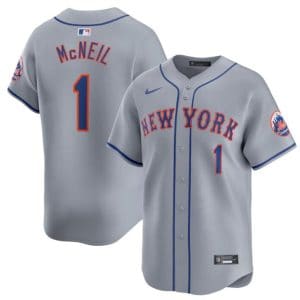 New York Mets #1 Jeff McNeil 2024 Gray Away Limited Stitched Jersey
